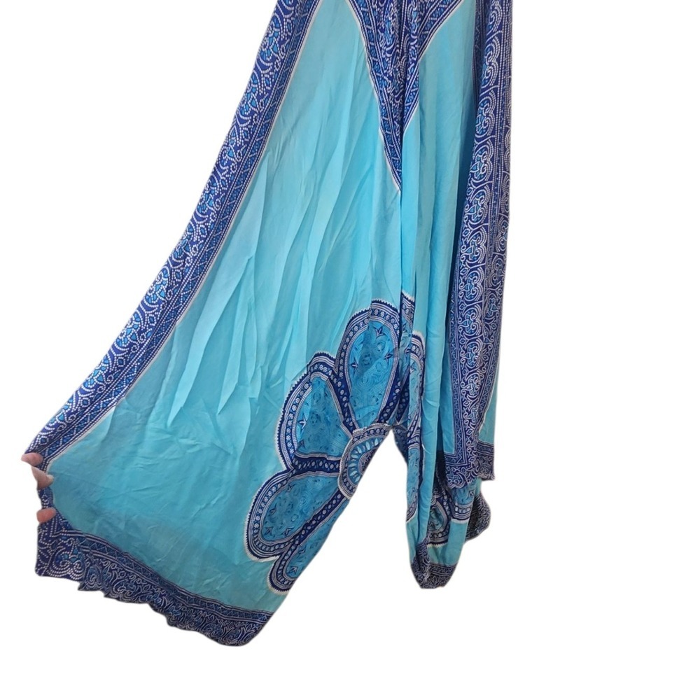 Bali Prema Women's‎ Jumpsuit Sleveless Blue Patterned Rayon Boho Chic